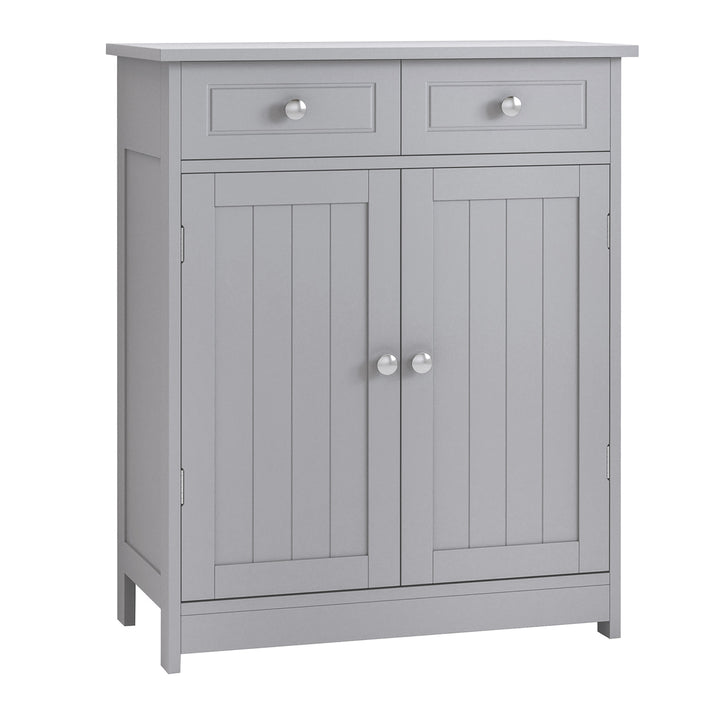 Kleankin Traditional Style Bathroom Storage Cabinet, Free-Standing Unit with 2 Drawers, Cupboard and Adjustable Shelf, 75x60cm, Grey