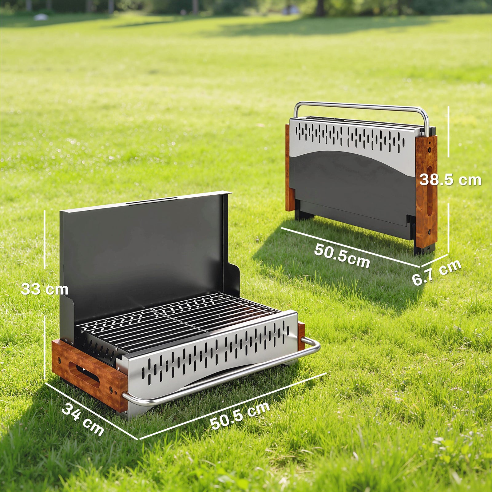 Portable BBQ Grill, Folding Charcoal Barbecue Grill with Removable Cha