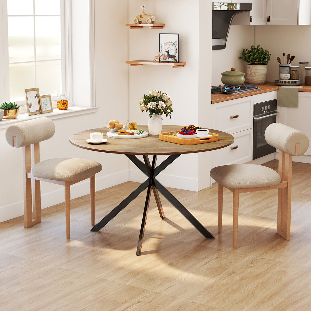 Dining Table for 4, 120 cm Industrial Kitchen Table with Wood Effect Tabletop and Steel Legs