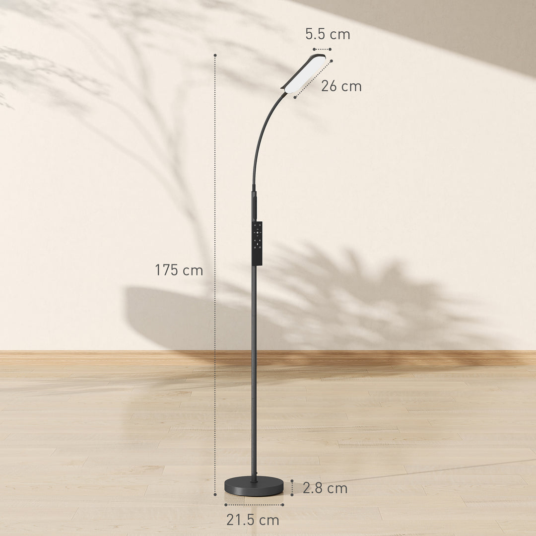 LED Floor Lamp, Standing Lamp with Remote & Touch Control, Stepless Dimmable Colours Temperature & Brightness, 360° Adjustable Gooseneck, 1 Hour Timer, Memory Function for Living Room, Black