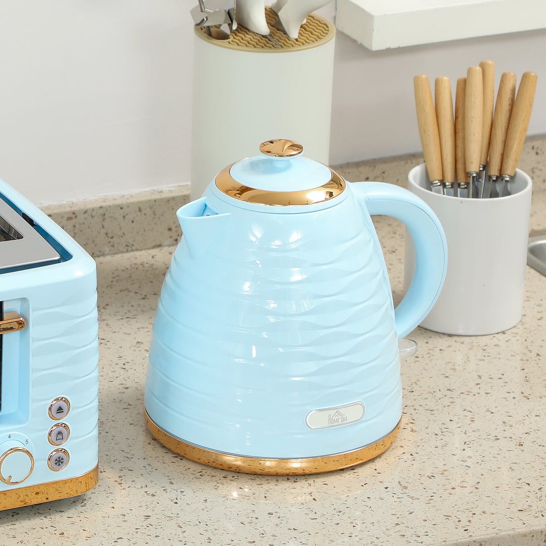 3000W 1.7L Kettle & 4 Slice Toaster, Kettle and Toaster Set with 7 Browning Controls and Crumb Tray, Light Blue