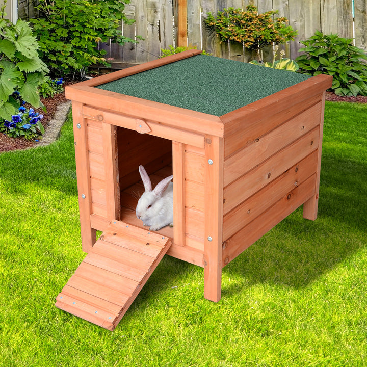 PawHut 20" Wooden Rabbit Hutch-Fir Wood | Aosom UK