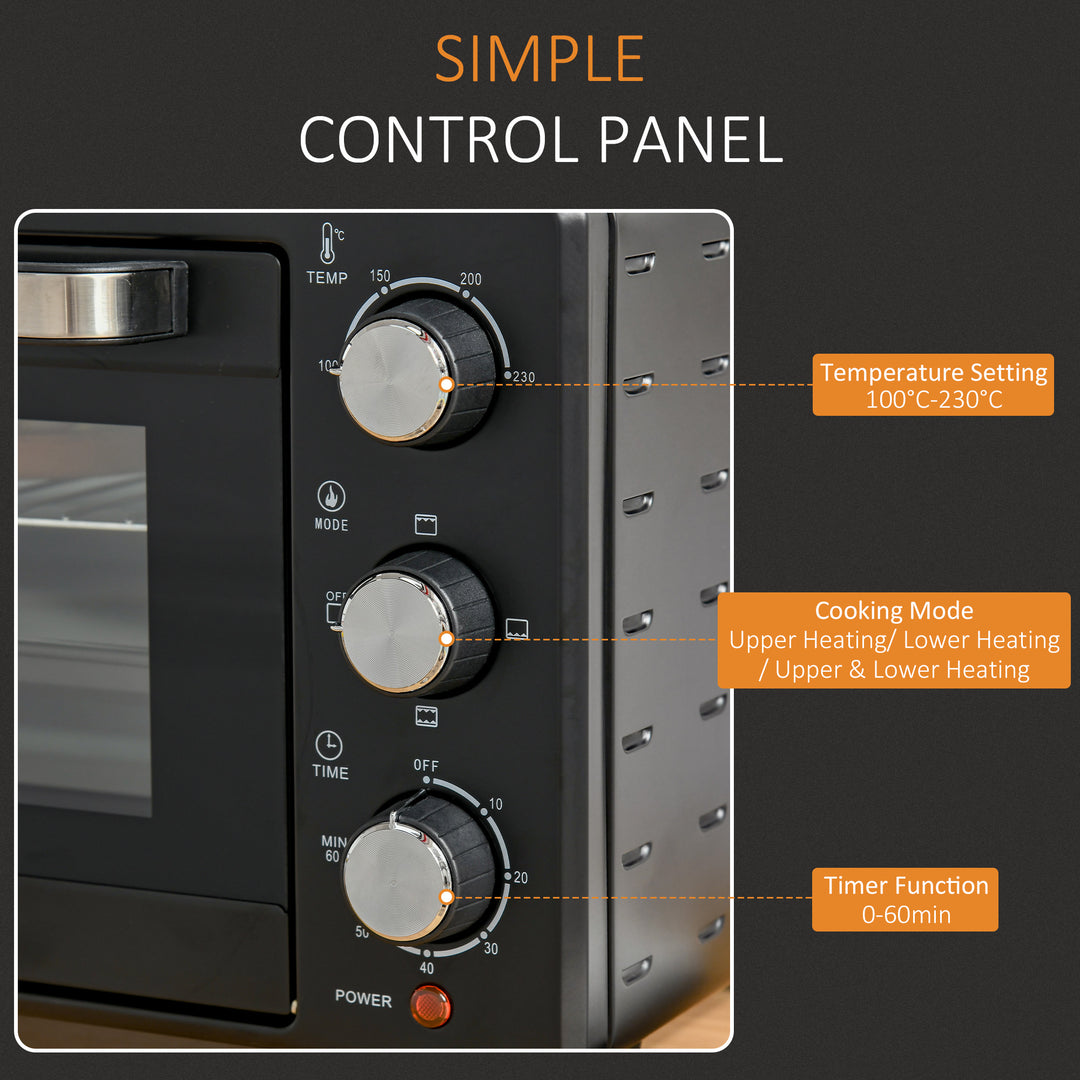 MCL 21L Mini Countertop Oven, 100°C-230°C Adjustable Temp - Black