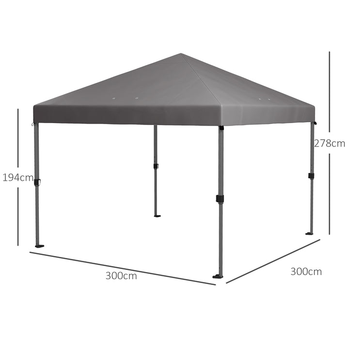 3 x 3m Pop-Up Gazebo, with Accessories - Grey