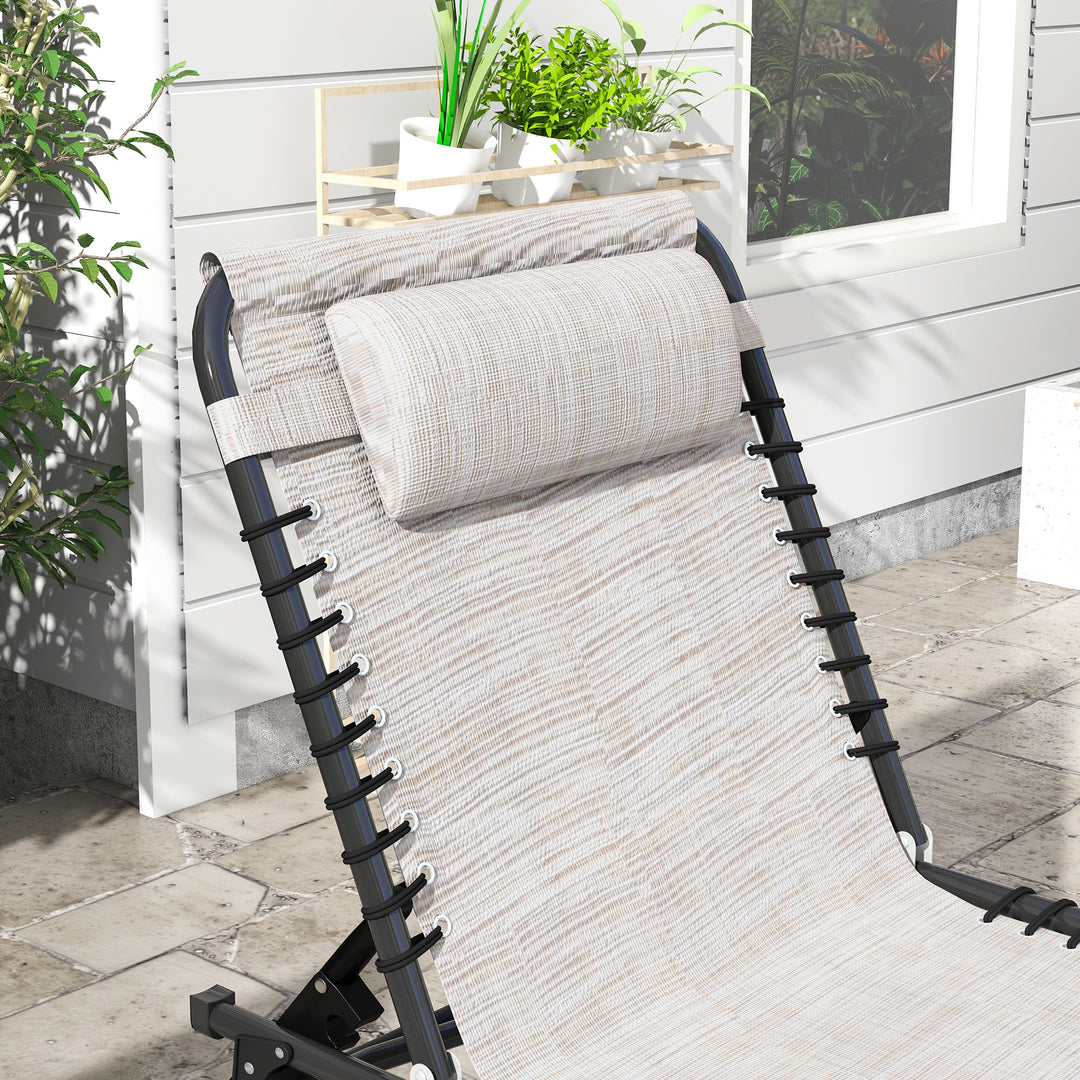 Set of Two Folding Sun Loungers, with Four-Position Backs - Cream