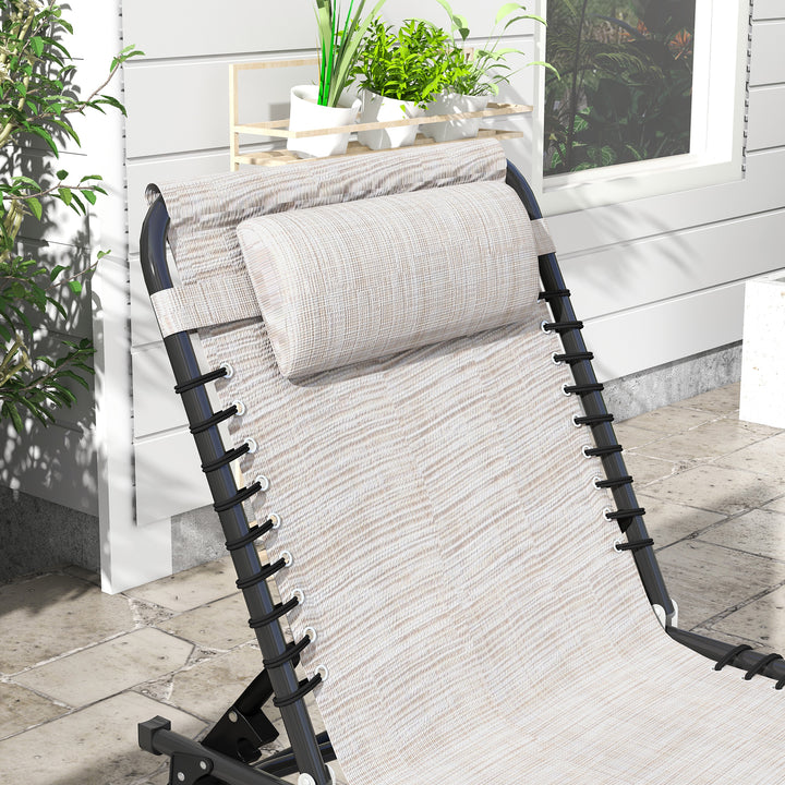 Set of Two Folding Sun Loungers, with Four-Position Backs - Cream
