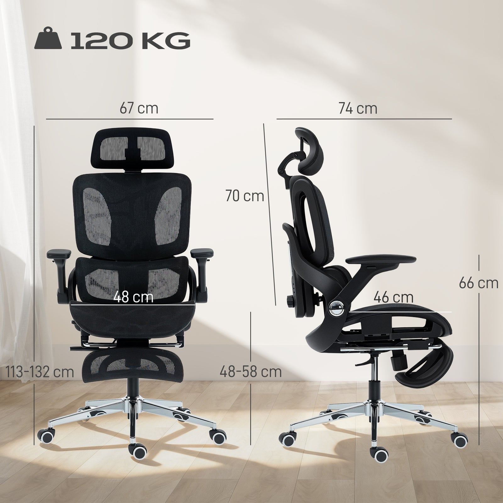 Ergonomic Office Chair, High Back Mesh Desk Chair, Black