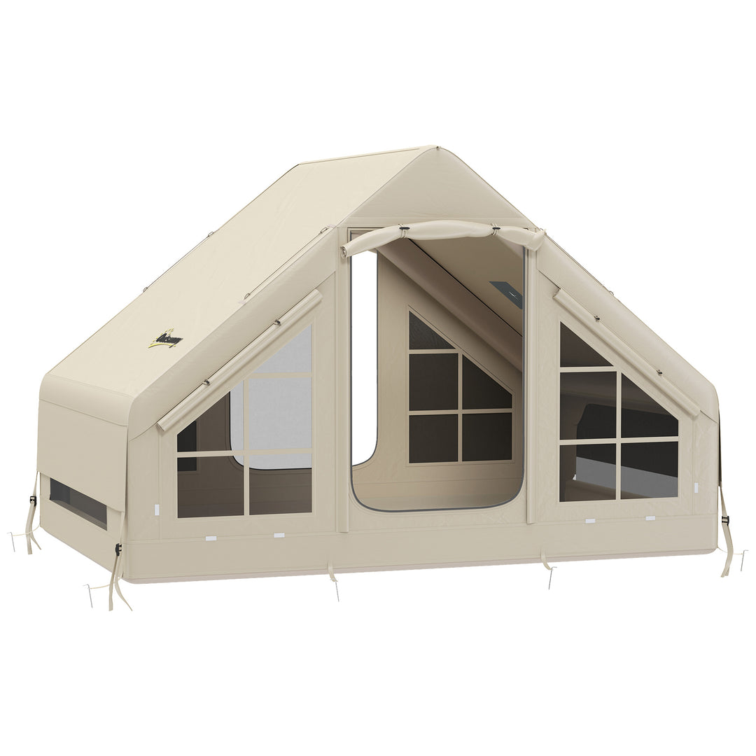 Inflatable Camping Tent with Pump, Stove Jack Hole, Easy Setup 2-4 Per