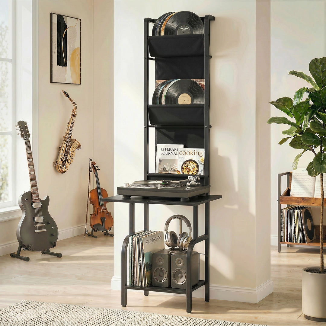 Vinyl Record Player Stand Record Storage with Player Stand Oxford Fabr