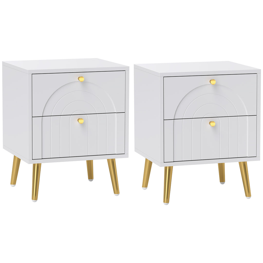 2-Drawer Bedside Table Set of 2 - White