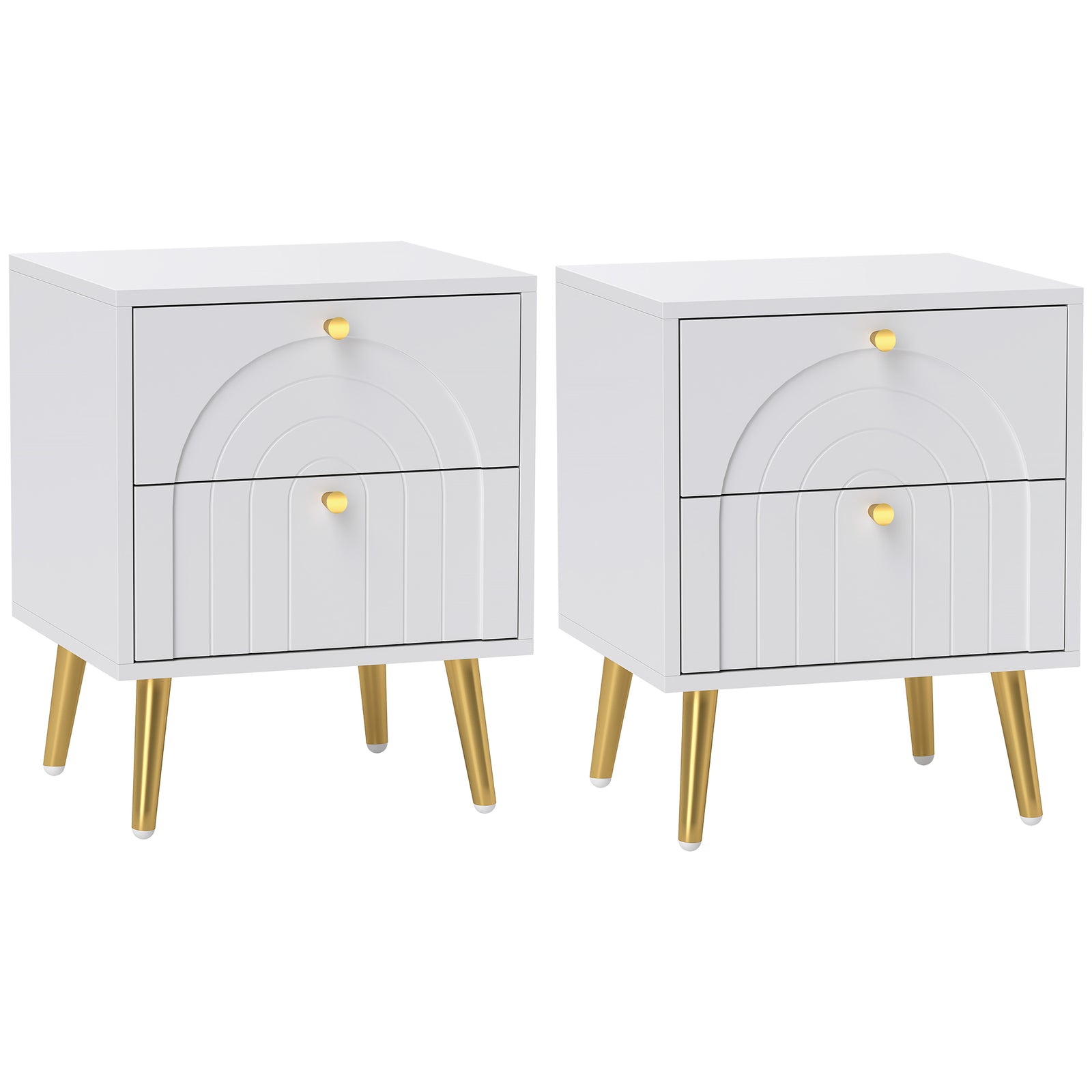 2-Drawer Bedside Table Set of 2 - White