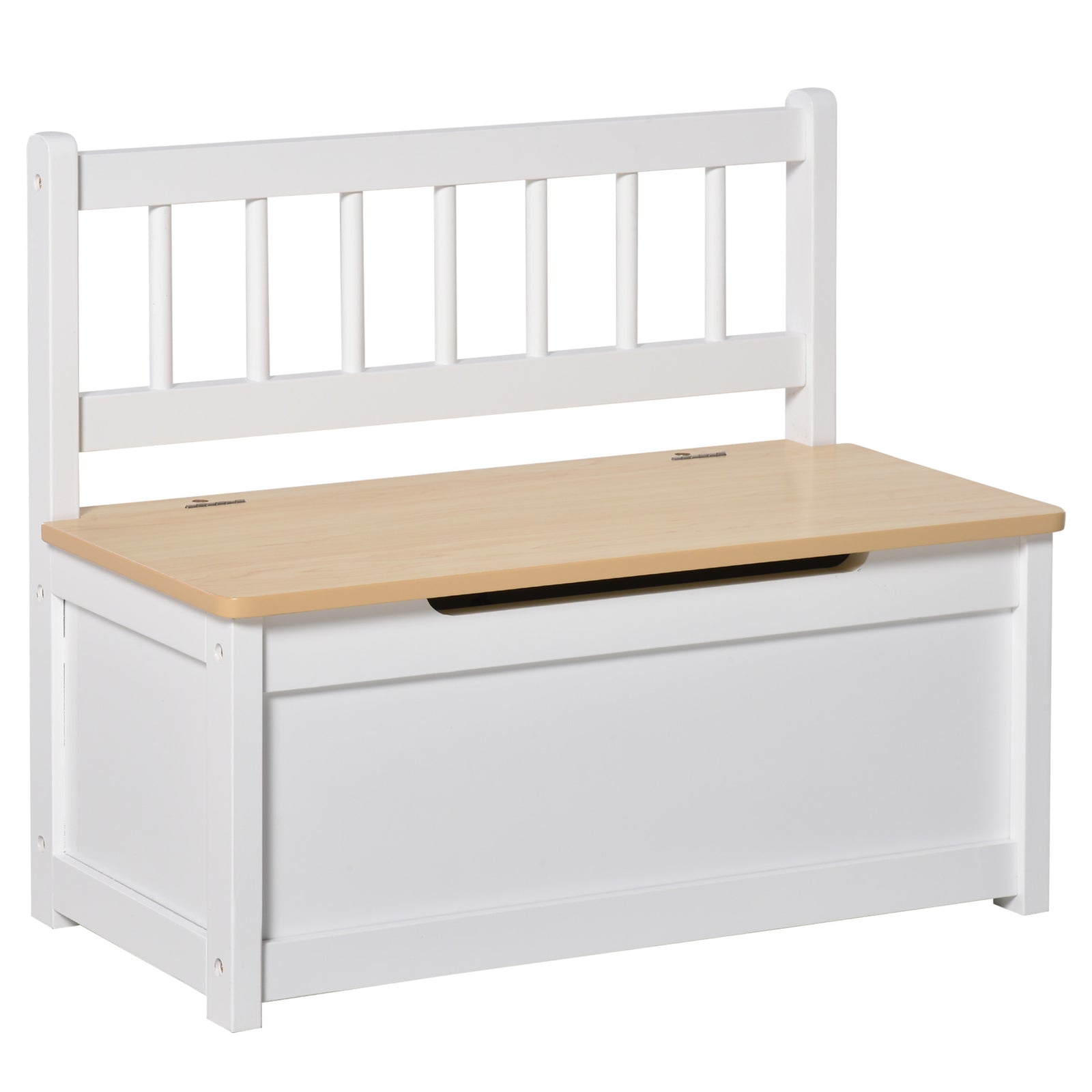 2 In 1 Wooden Toy Box, Seat Storage Bench, Storage Chest Cabinet Organiser, with Safety Pneumatic Rod