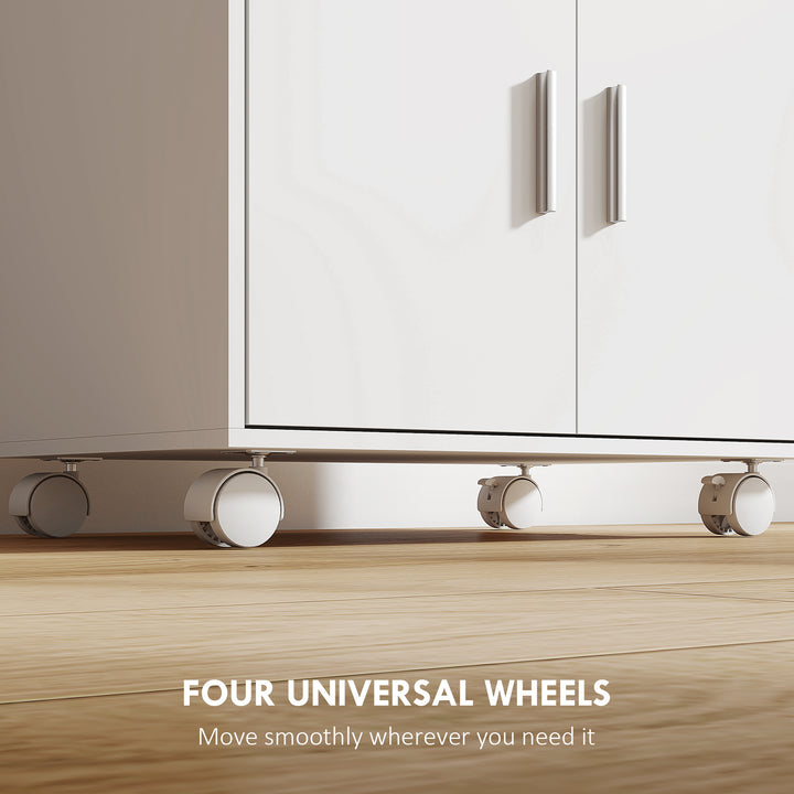 Kitchen Trolley with Wheels, Modern Mobile Microwave Stand with Slide-