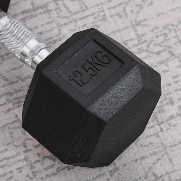 12.5KG Single Rubber Hex Dumbbell Portable Hand Weights Dumbbell Home Gym