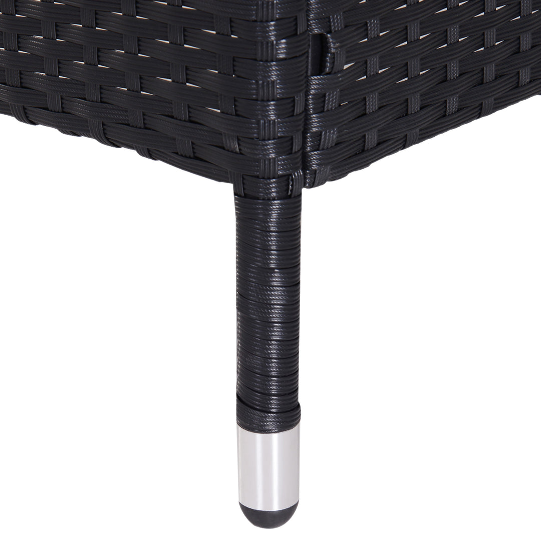 2-Seater Rattan Chair Set W/Middle Tea Table-Black