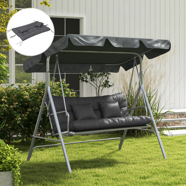 Back and Seat Cushion Replacement with 2 Pillows, Patio Chair Cushions Set with Ties, Charcoal Grey