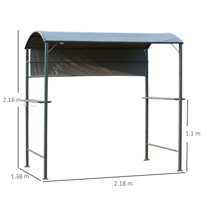 2.2 x 1.4m BBQ Shelter, Outdoor Grill Gazebo Canopy with Shelves, Hanging Hooks, and Metal Frame, for Garden Patio Backyard