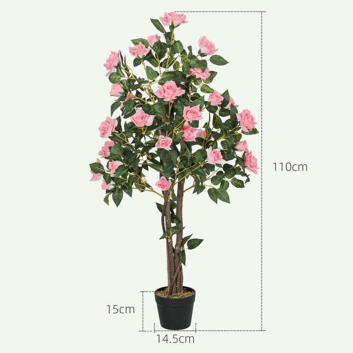 Set of Two Faux Rose Plants, with Pots