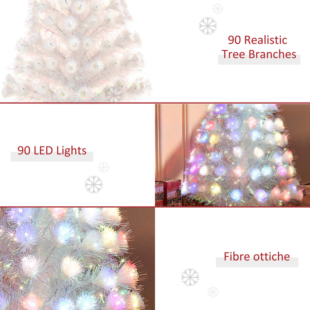 MCL 3FT Pre-Lit Artificial Christmas Tree w/ Fibre Optic LED Lights Holiday Home Xmas Decoration-White