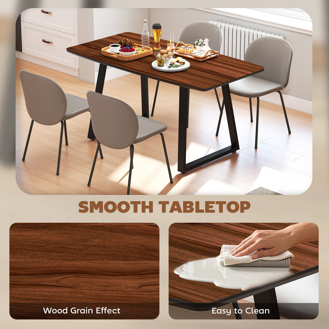 Extendable Dining Table Rectangular Wood Effect Tabletop for 4-6 People with Steel Frame & Hidden Leaves for Kitchen, Dining Room, Living Room