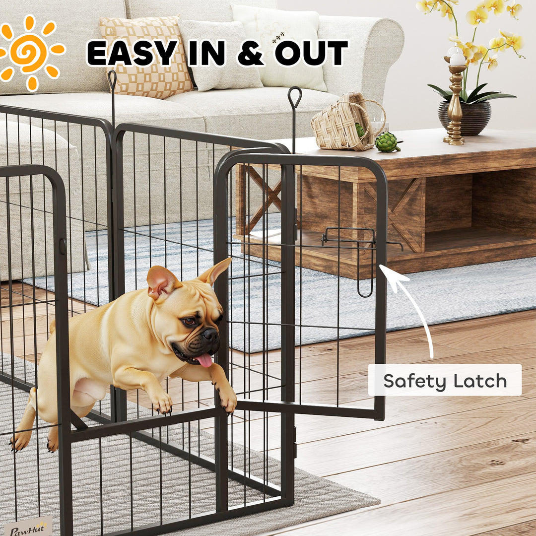 12-Panel Solid Dog Playpen with Doors, for Small Dogs, 60cm High, Black