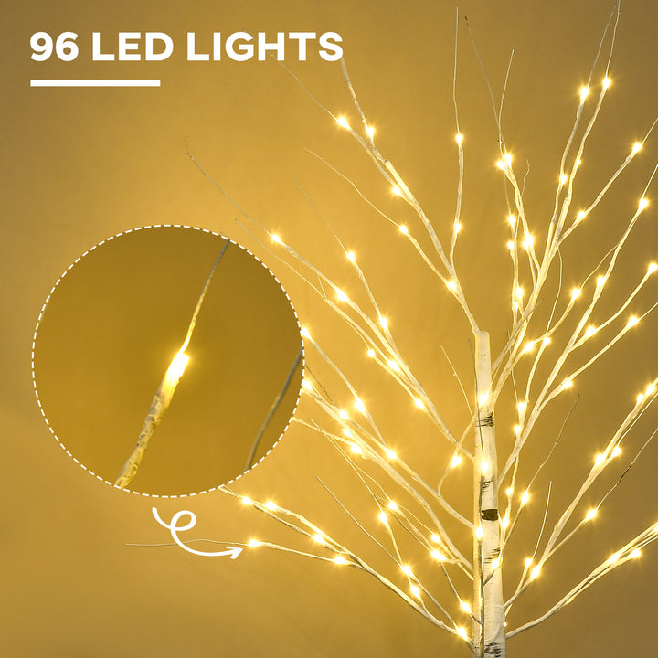 MCL 5ft Artificial White Birch Tree Light with Warm White Pre-Lit LED Light for Indoor and Covered Outdoor Use