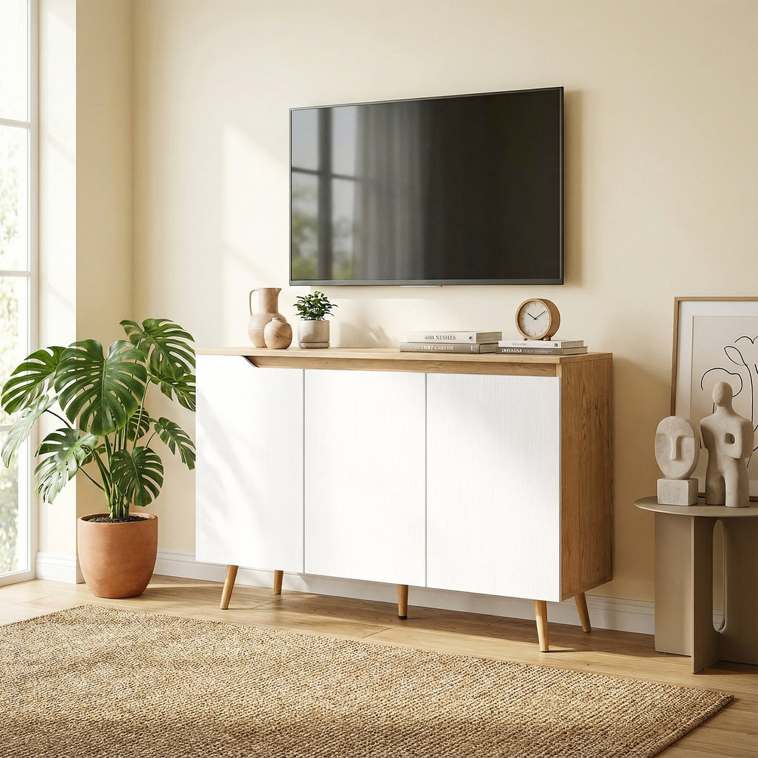 Sideboard Storage Cabinet, Kitchen Cupboard with 3 Doors, 2 Adjustable