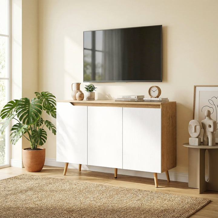 Sideboard Storage Cabinet, Kitchen Cupboard with 3 Doors, 2 Adjustable