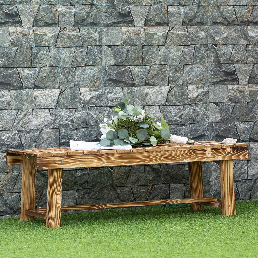 5 Pieces 2-seater Outdoor Indoor Wooden Garden Bench Fir Patio Loveseat, 110L x 38W x 35Hcm, Carbonised