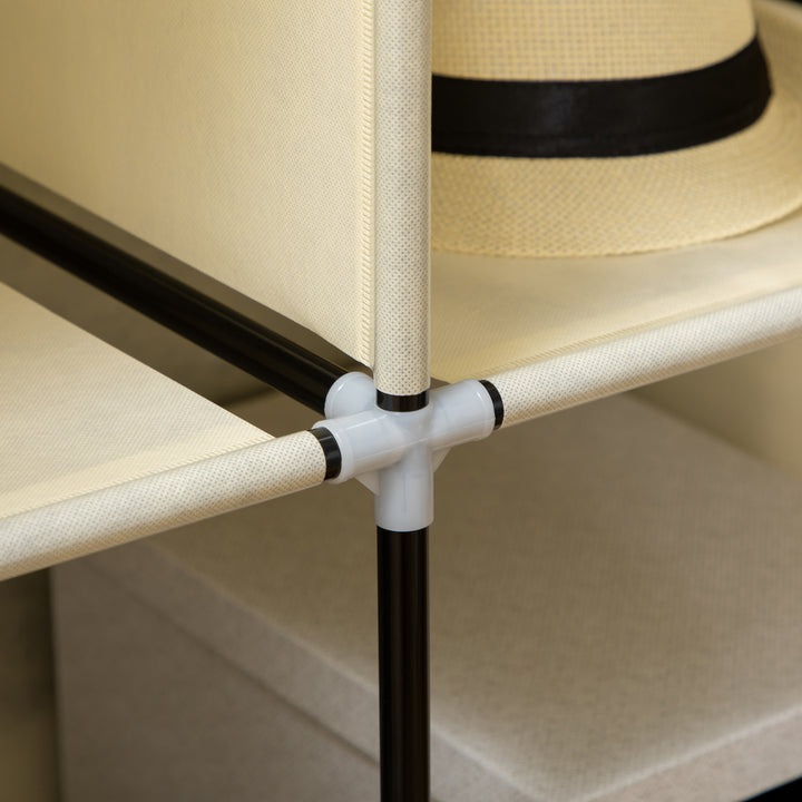 Fabric Wardrobe, with Rails and Shelves - Cream White