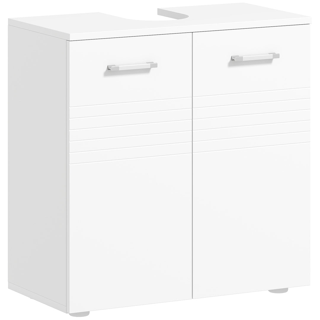Under Sink Cabinet, Bathroom Vanity Unit, Pedestal Under Sink Design, Storage Cupboard with Adjustable Shelf, High Gloss, White