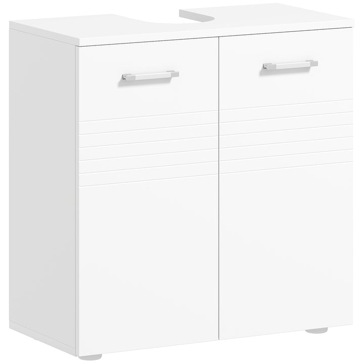 MCL Under Sink Cabinet, Bathroom Vanity Unit, Pedestal Under Sink Design, Storage Cupboard with Adjustable Shelf, High Gloss, White
