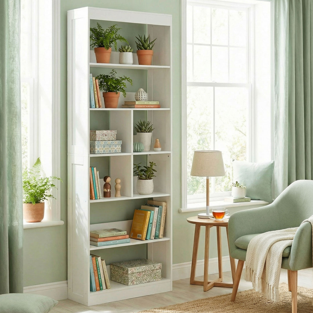 Bookcase, 6-Tier Bookshelf with Open Storage Shelves, Cubes, 180 cm Ta