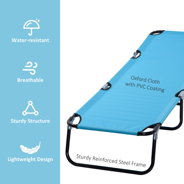 Garden Sun Lounger, with Five-Position Back - Light Blue