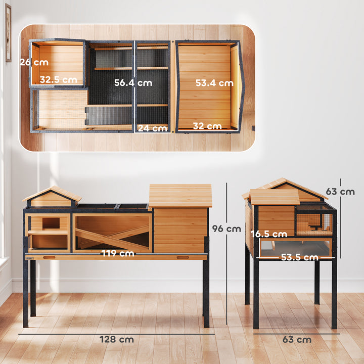 Wooden Tortoise House with Stand Legs, Clear Observation Windows - view 3