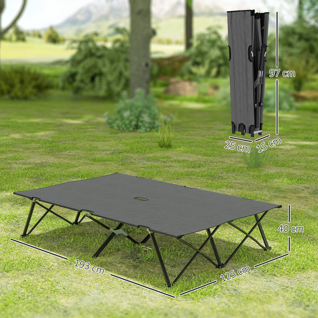 Double Camping Cot Bed, with Bag - Charcoal Grey