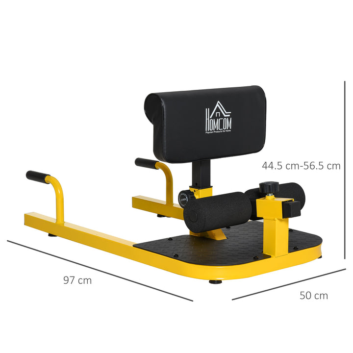 HOMCOM 3-in-1 Padded Push Up Sit Up Deep Sissy Squat Machine Home Gym Work Out Leg Fitness Equipment, Yellow