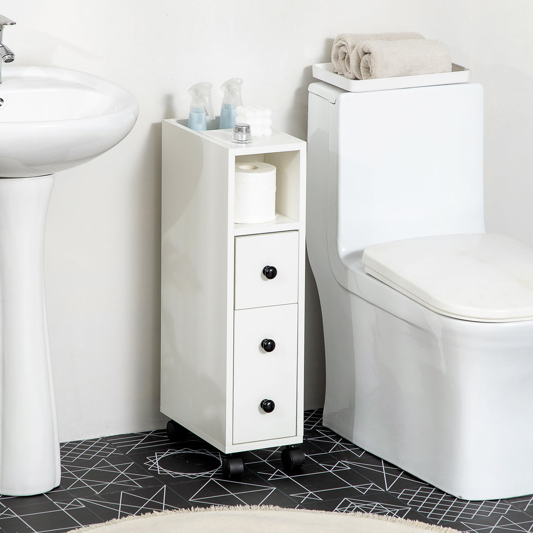 Slimline Bathroom Storage Cabinet - White