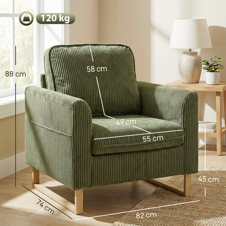 Accent Chair with Spring, Modern Industrial Armchair with Metal Legs f