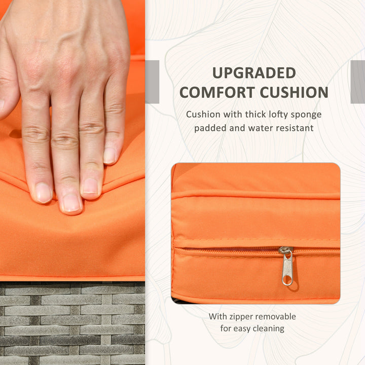 MCL 3 Pieces Rattan Bistro Set, Wicker Garden Furniture Set with Storage Coffee Table and Chairs, Thickened Cushions for Outdoor, Patio, Balcony, Orange