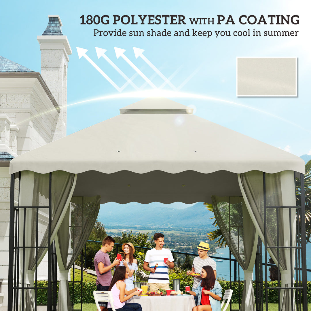 3 x 3 m Gazebo Canopy Replacement Covers, 2 - Tier Gazebo Roof Replacement TOP COVER ONLY, Cream White