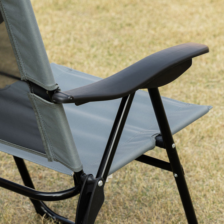 Set of 2 Portable Folding Recliner Outdoor Patio Adjustable Backrest, Grey