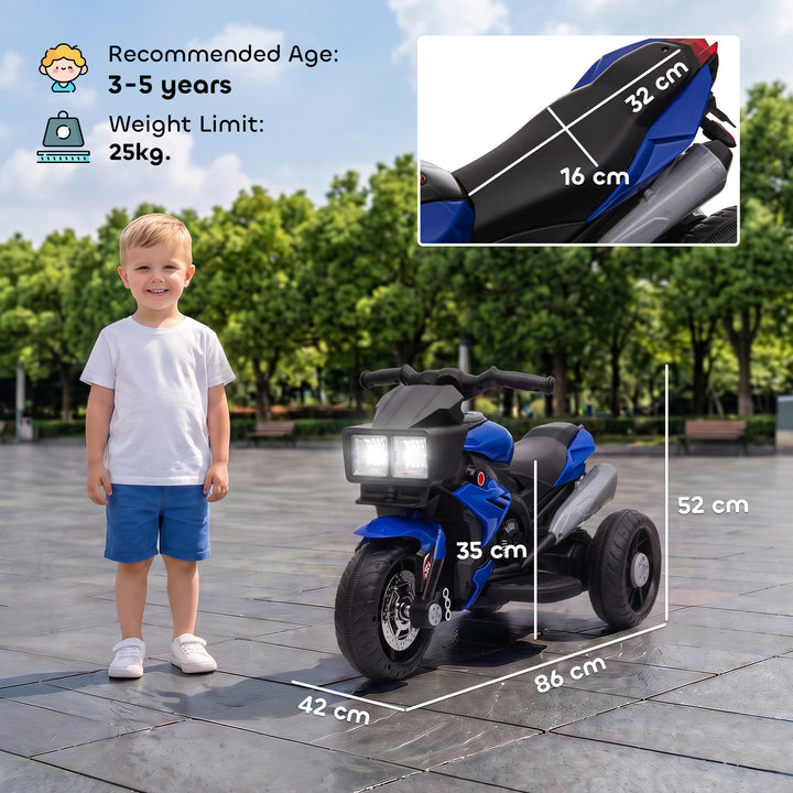 Kids Electric Motorcycle Ride-On Toy, 3-Wheel Battery-Operated Motorbi
