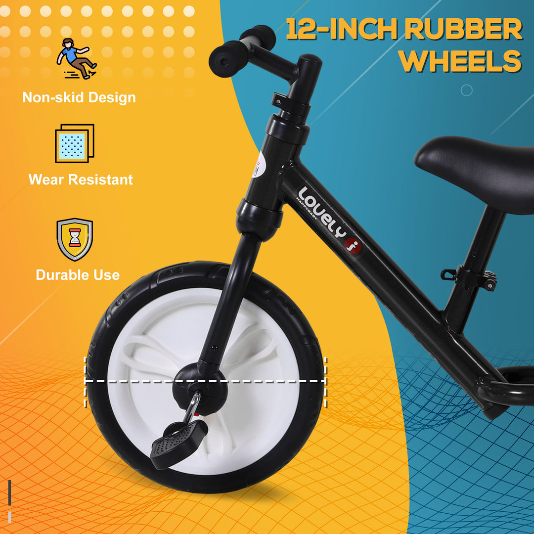 11 Inch Kids Balance Bike Training Pedal Bicycle W/ Removable Stabilizers EVA Tyres Adjustable Seat Height 2 to 5 Years Gift for Boys Girls Black