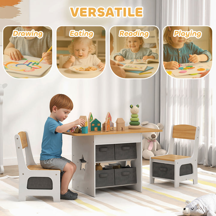 Kids Table and Chair Set, Toddler Table and 2 Chairs Set with 6 Remova