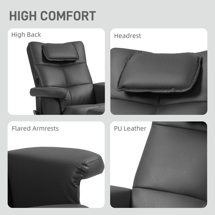 Faux Leather Massage Recliner Chair, with Storage Ottoman - Black