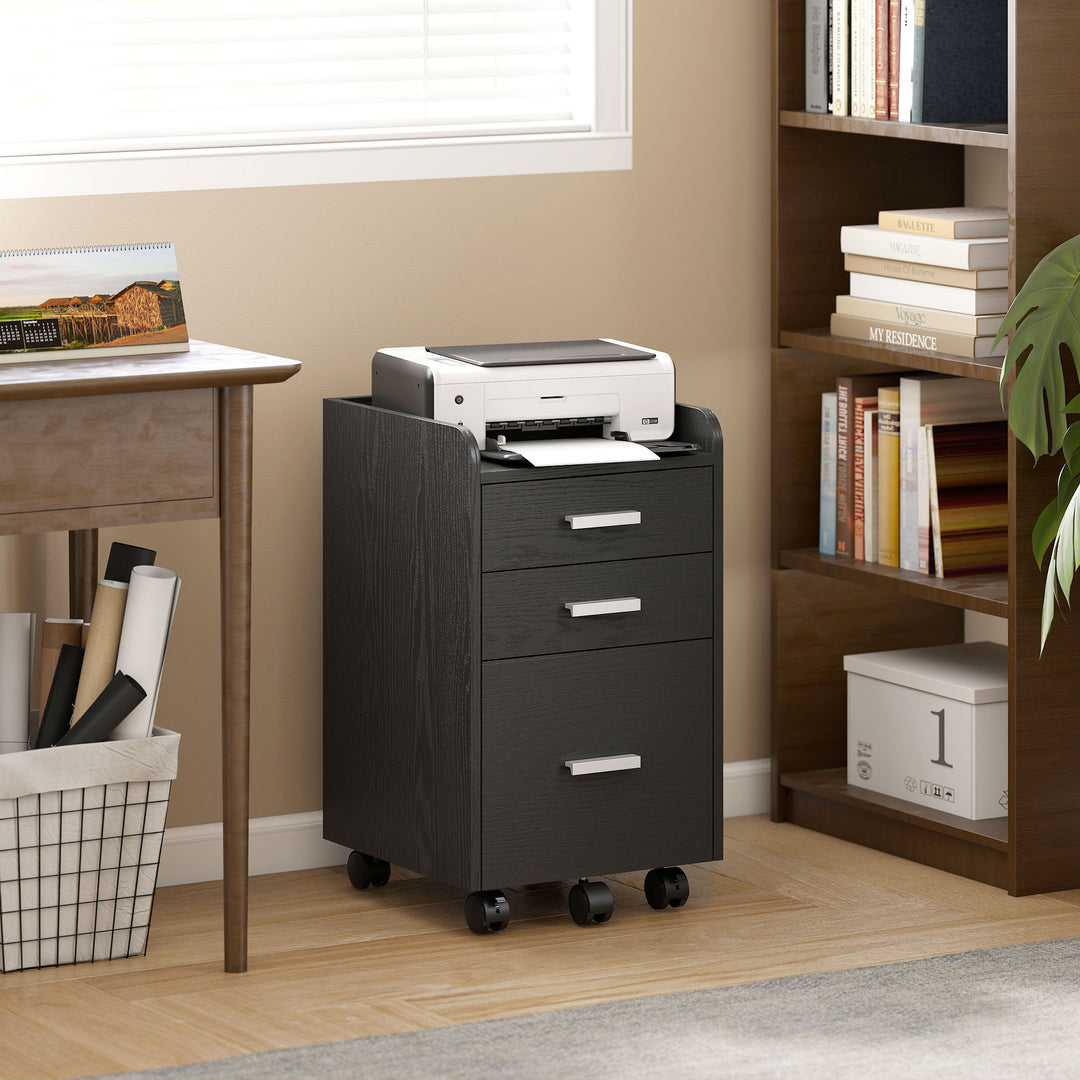 3 Drawer Filing Cabinet, Rolling File Cabinet with Edged Top for Lette