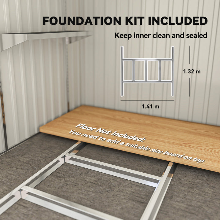 7 x 5ft Galvanised Metal Shed, with Sliding Door - Light Grey