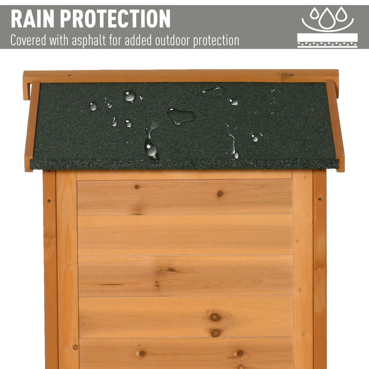 Wooden Garden Shed, Outdoor Storage Cabinet with 2 Shelves and Hooks, Locking Organiser Outdoor Narrow Tool House, 74x55x155cm, Yellow