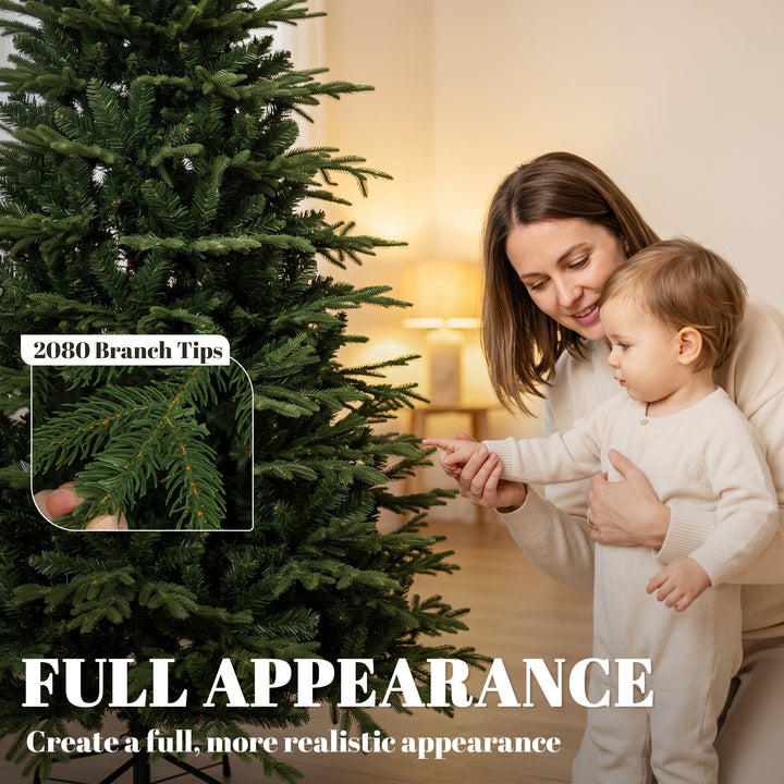 7ft Artificial Christmas Tree with 2080 Realistic Tips, Hinged Xmas - view 5
